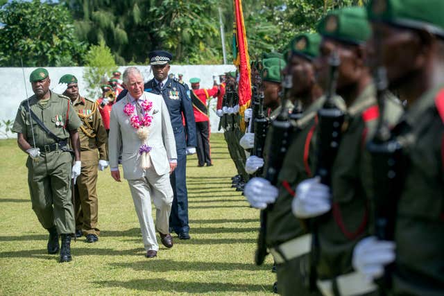 The Prince of Wales inspects a Guard of Honour (Steve Parsons/PA)