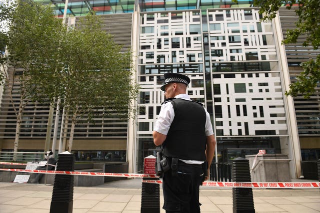 Police officers in Marsham Street, Westminster