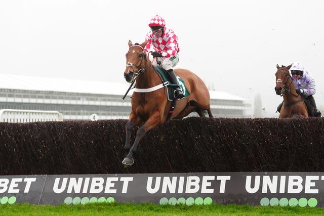 Jango Baie clears the final fence at Cheltenham