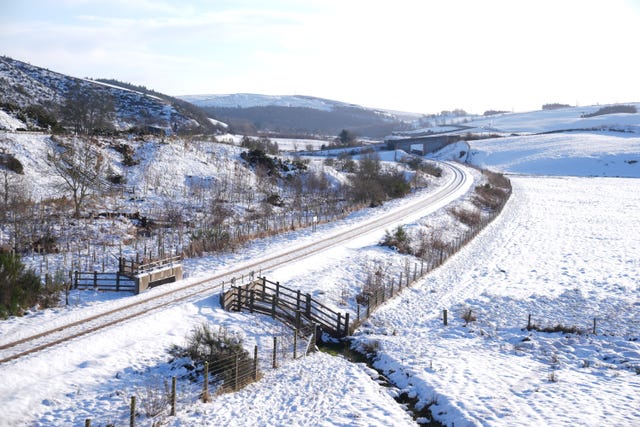 Snow covered fields and hills