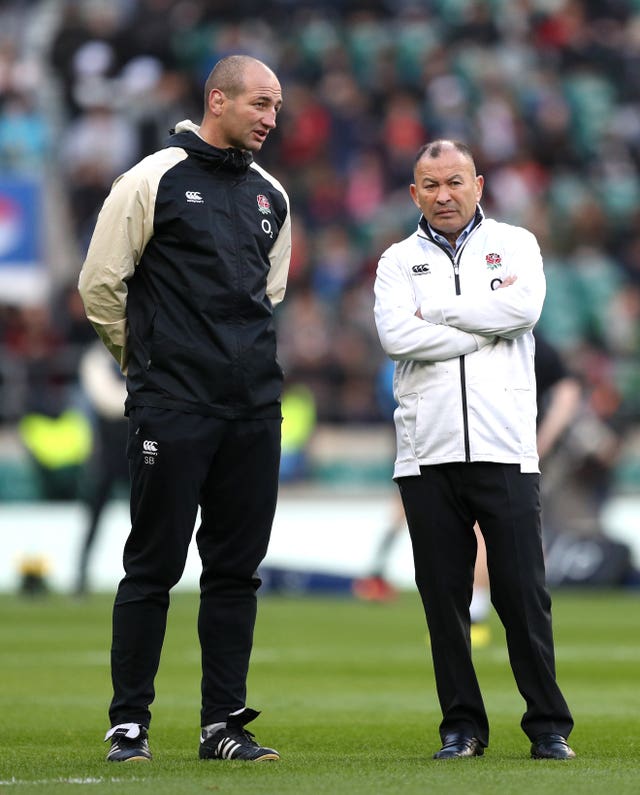 Eddie Jones (right) and coach Steve Borthwick are facing each other as rival head coaches for the first time
