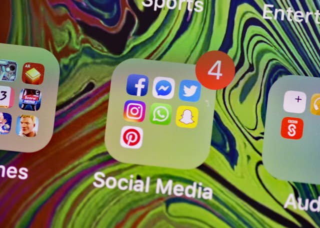Social media app icons on a screen