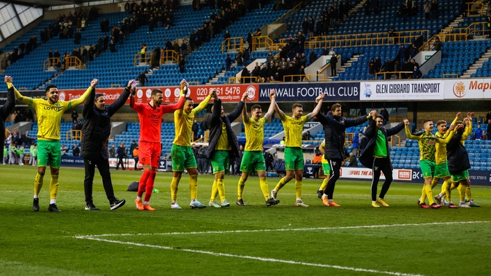 Norwich celebrate after beating Millwall (Steven Paston/PA)