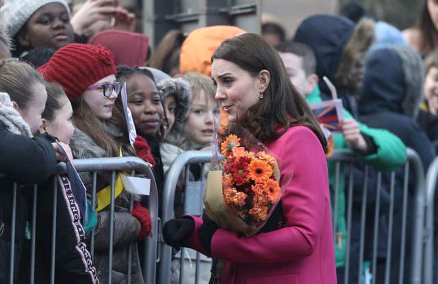 The Duchess of Cambridge meeting well-wishers at Coventry Cathedral (Aaron Chown/PA)