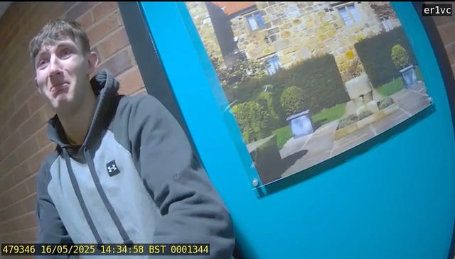 Bodycam footage grab of the arrest of Billy Stokoe