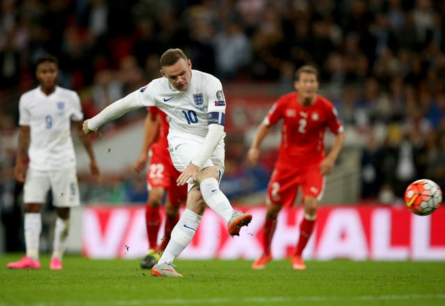 Wayne Rooney converted a late penalty against Switzerland in the Euro 2016 qualifier at Wembley - which saw him break Sir Bobby Charlton's all-time England goalscoring record (Mike Egerton/PA)