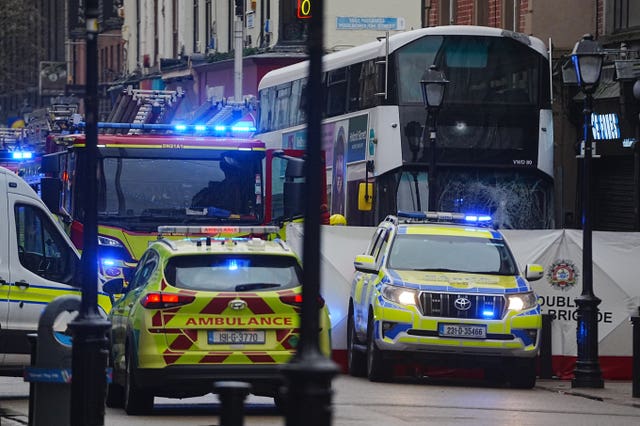 The scene on Talbot Street in Dublin city centre after the collision