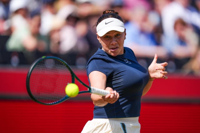 American Amanda Anisimova in action at Queen's Club