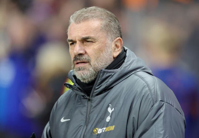 Ange Postecoglou looks serious at a match earlier this month