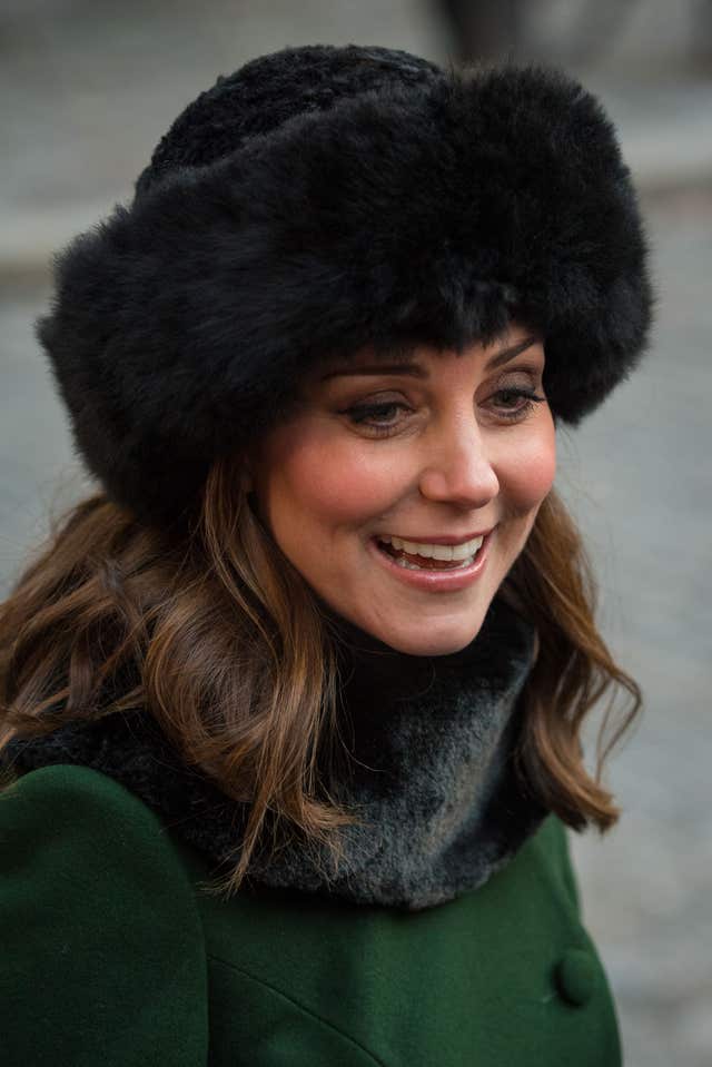 The Duchess of Cambridge smiles during the walkabout (Dominic Lipinski/PA)