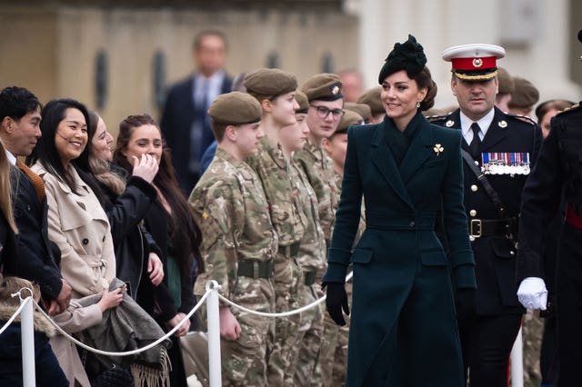 The Princess of Wales during a visit to the Irish Guards