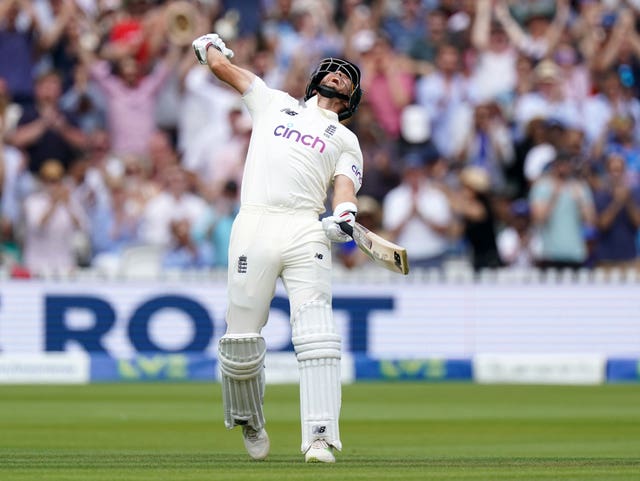 England’s Joe Root celebrates after scoring his century at Lord's 