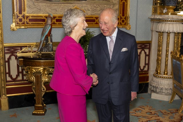 Catherine Connolly shaking hands with the King
