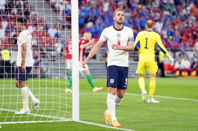 Harry Kane looks dejected after a missed chance