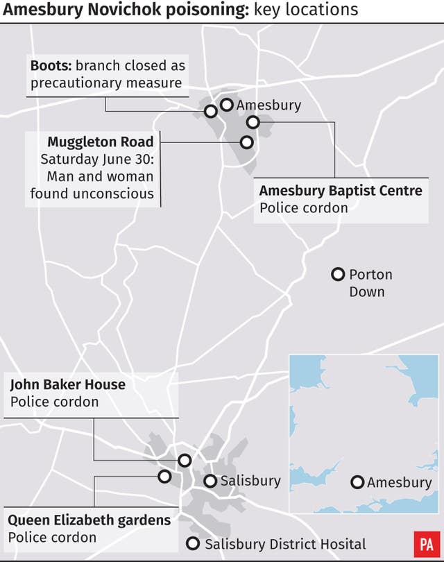 Amesbury Novichok poisoning – key locations