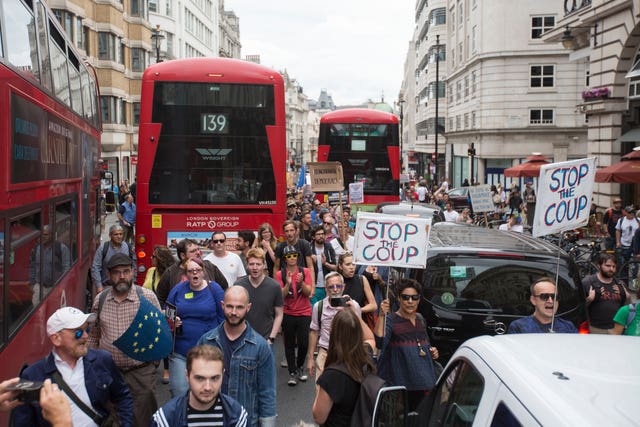 Protesters march in central London