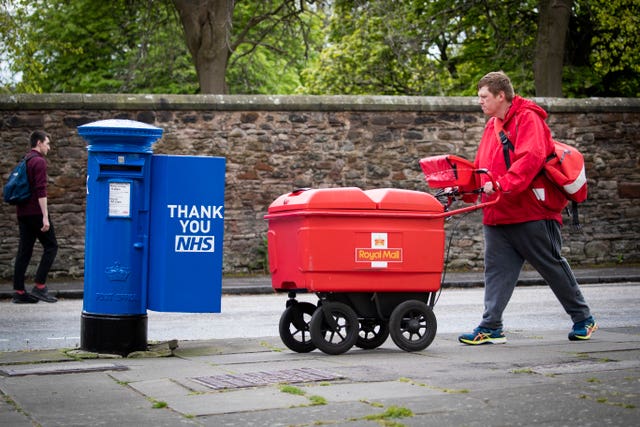 Blue postbox