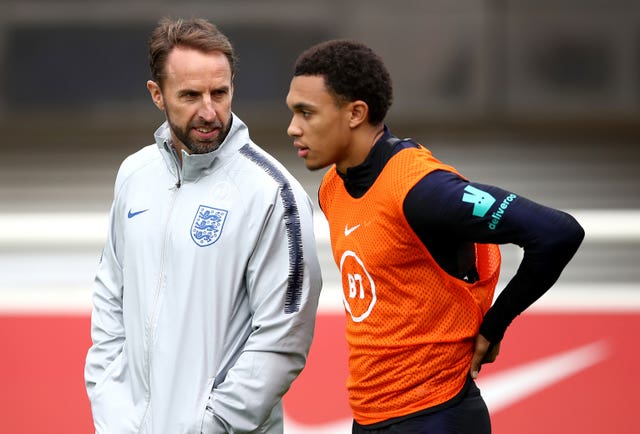 Liverpool defender Trent Alexander-Arnold, right, was overlooked by Gareth Southgate earlier this year
