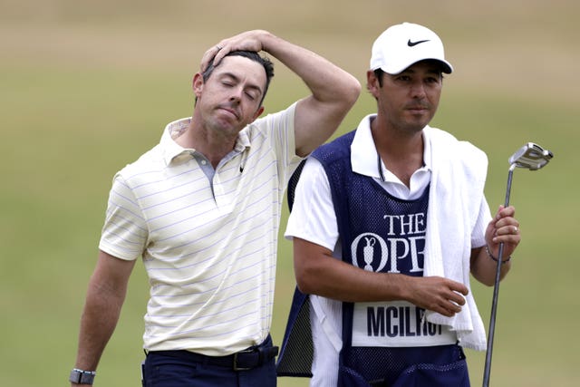 Rory McIlroy looks dejected at the end of the 2022 Open