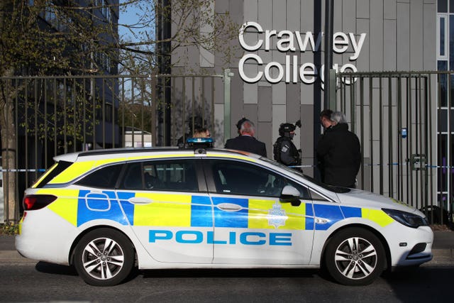 Police activity at Crawley College, West Sussex