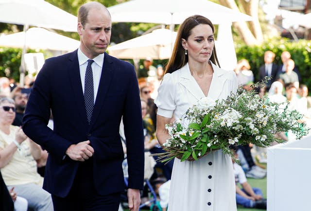 The Duke and Duchess of Cambridge lay a wreath