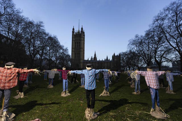 Scarecrows outside Parliament