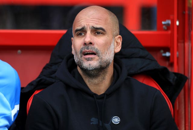 Manchester City manager Pep Guardiola watched on as chances went begging