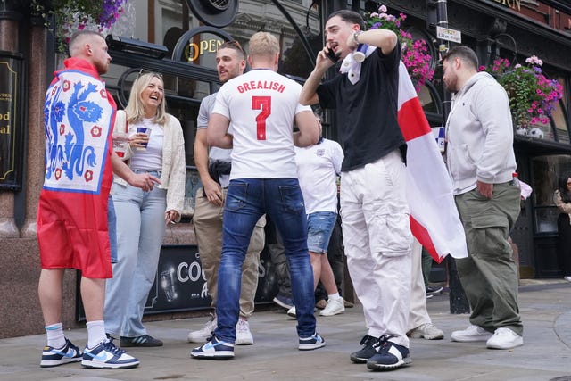 England fans outside St James Tavern in central London