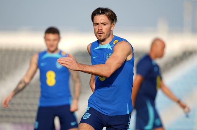 England’s Jack Grealish during a training session at the Al Wakrah Sports Complex in Al Wakrah, Qatar