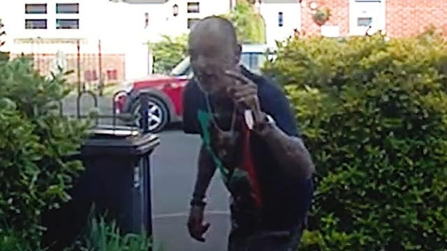 Jason King shouting outside his neighbour’s house