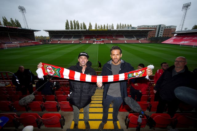 Rob McElhenney and Ryan Reynolds completed their takeover of Wrexham last year (Peter Byrne/PA)