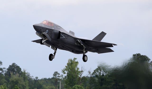 An RAF F35 B Variant takes off from Beaufort US Marines Air Base (Peter Byrne/PA)