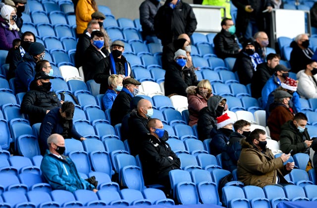 Brighton and Hove Albion will not be able to host fans after Boxing Day