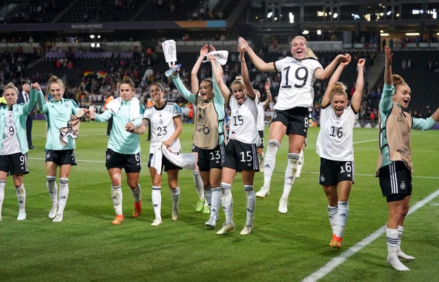 Germany celebrate their win over France