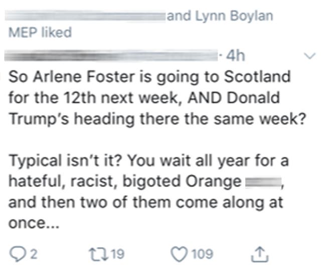 Tweet about Arlene Foster