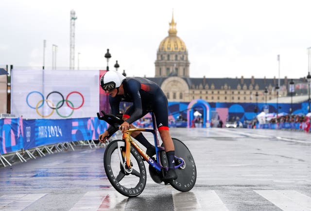 Josh Tarling turning into the final part of the time trial.