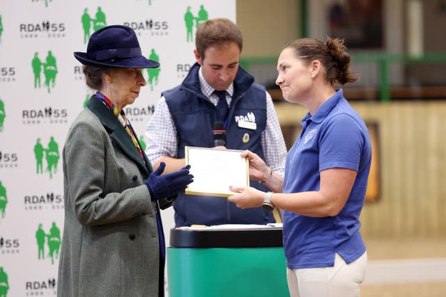 The Princess Royal presents an award during the Riding for the Disabled Association National Championships (Cameron Smith/PA)