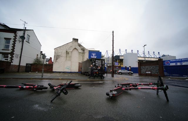 Outside Goodison Park in Liverpool