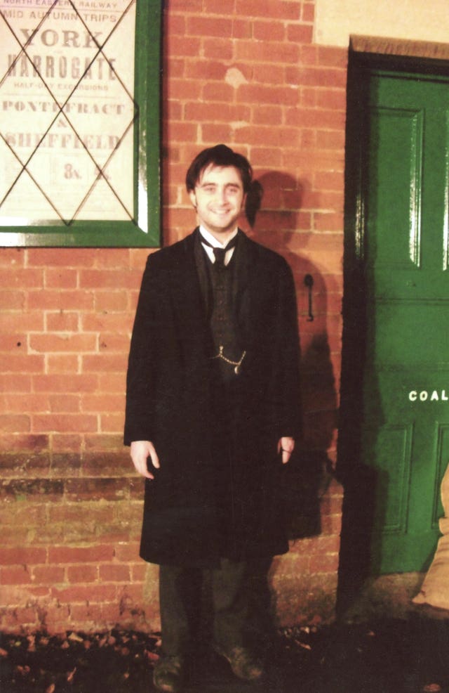 Daniel Radcliffe during filming for The Woman In Black which involved the railway