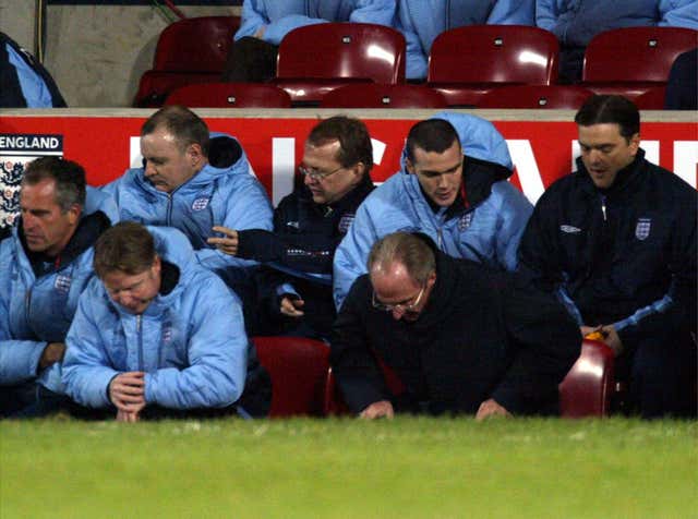 Eriksson looks dejected after England's friendly loss to Australia in 2003