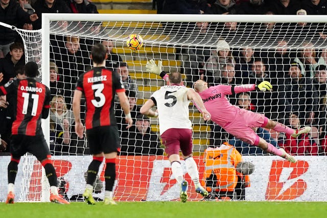 Enes Unal (not pictured) fires into the net for Bournemouth