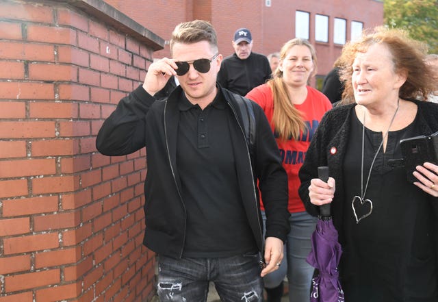 Tommy Robinson leaves Luton Magistrates’ Court