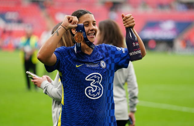 Kerr with her winner’s medal after last season's FA Cup final (Mike Egerton/PA)