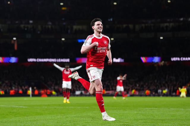 Declan Rice celebrates 