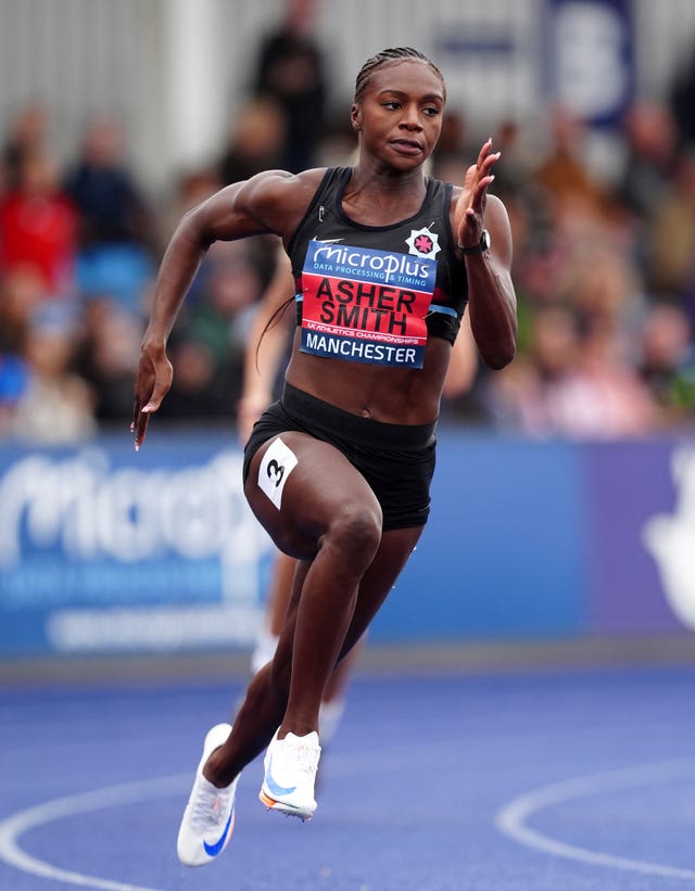 Dina Asher-Smith in action at the UK Athletics Championships in Manchester