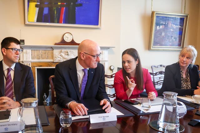 New First Minister John Swinney chairs his first Cabinet meeting since taking up the role, at Bute House in Edinburgh