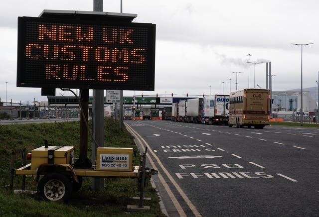 A sign reminding people of new UK customs rules on imports