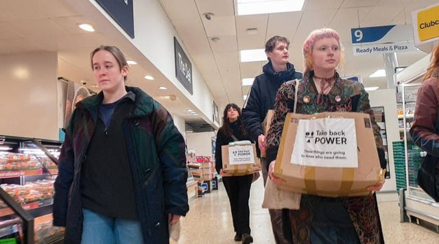Activists with boxes