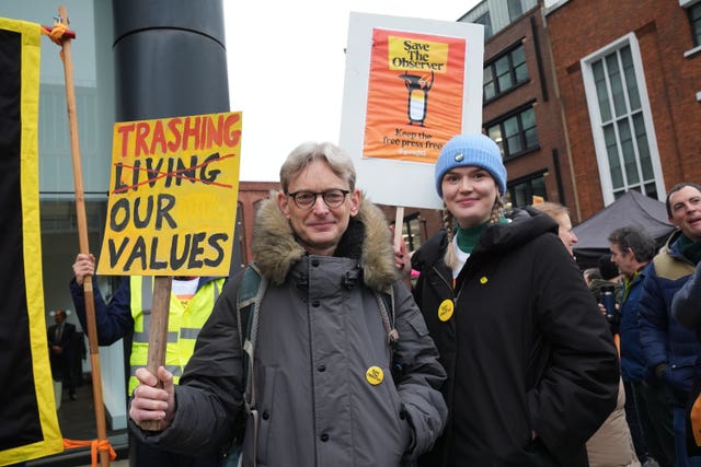 Journalists on strike at The Guardian and The Observer