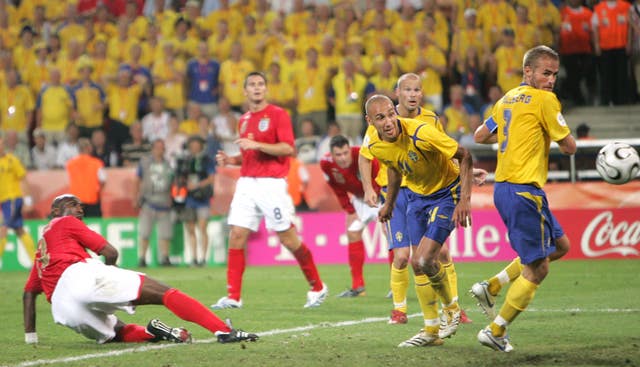 Henrik Larsson scored a late equaliser for Sweden at Germany 2006 (Owen Humphreys/PA).